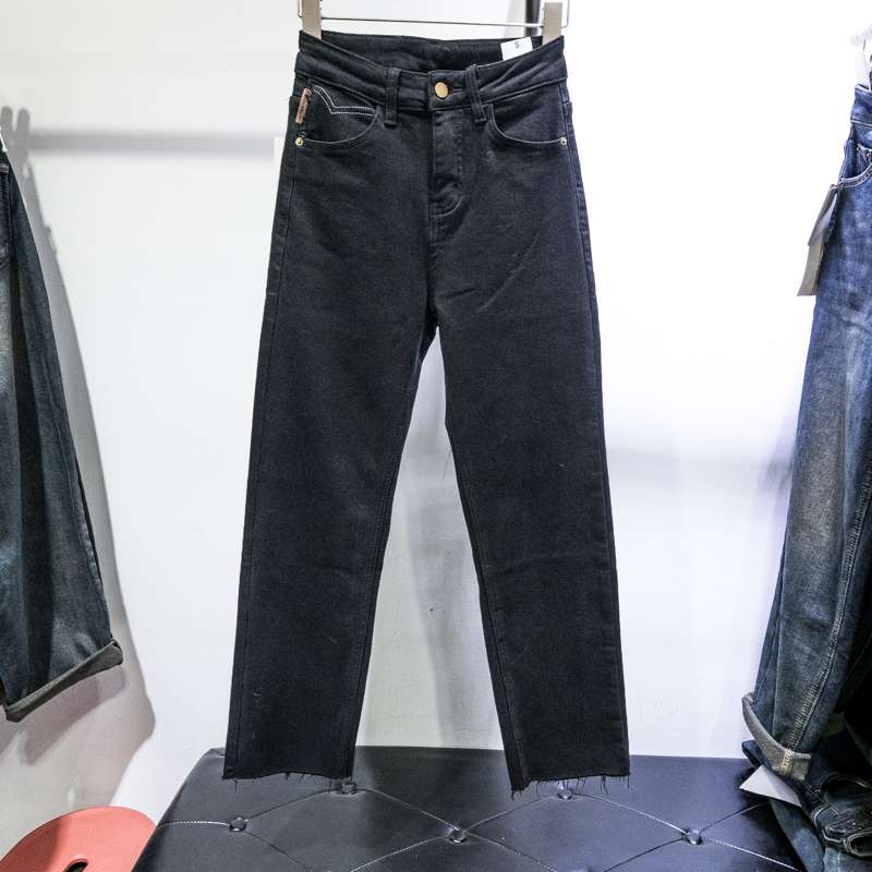 加绒加厚九分牛仔烟管裤