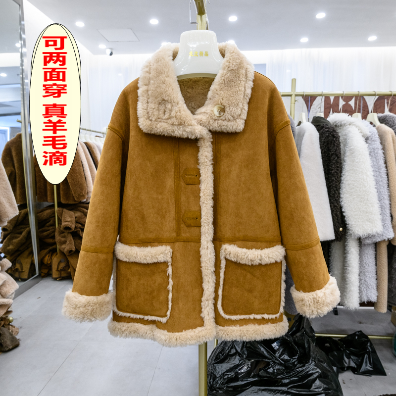 可两面穿真羊羔毛皮草大衣