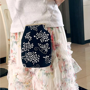 民族风布艺斜挎手机包轻便散步随身小包 2025古风迷你小包链条