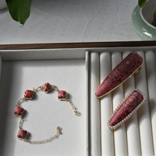 名家非遗宋锦发夹配饰真丝国风饰品边夹抓夹镜子礼品手工成品