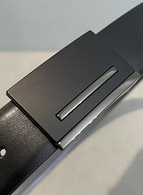 品质推荐 男士真皮皮带时尚潮流板扣牛皮腰带黑色正装裤带3.3cm宽