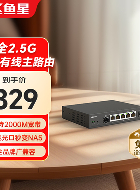 飞鱼星全2.5G家用路由器组网弱电箱企业级网关 单WAN/4LAN 万兆SPF+口 内置AC带机100台带宽VE3200XE