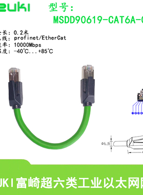 BMSDD90619绿色FUZUKI富崎8芯八芯cat6A以太网超六类高速万兆网线