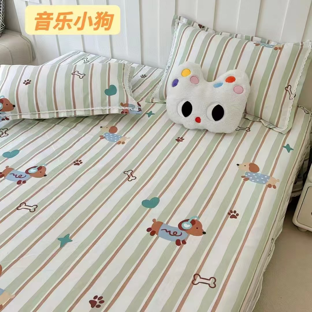 纯棉细纱缎条老粗布三件套