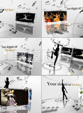 246 芭蕾舞者音符视频宣传片图文展示包装视频制作AE模板 含音频