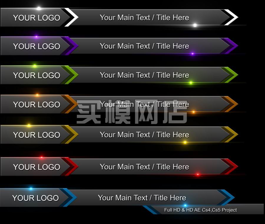 41七色字幕条ae模板 电视频道栏目包装视频素材制作设计模版