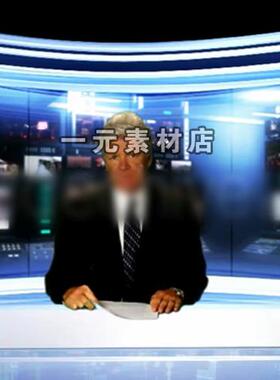 1904 蓝色新闻主持人虚拟演播厅演播厅背景板AE制作模板