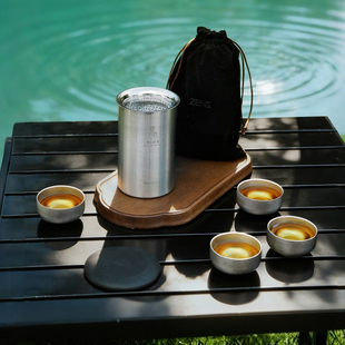 哲品便携旅行茶具户外露营快客杯办公室泡茶不锈钢随行壶纯钛茶杯