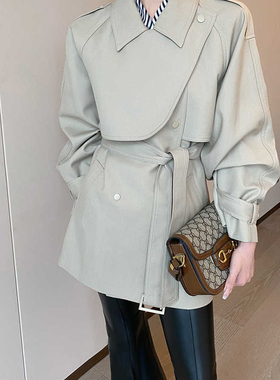 2025春秋新款复古斗篷风衣外套女设计感中长款小个子大衣流行爆款