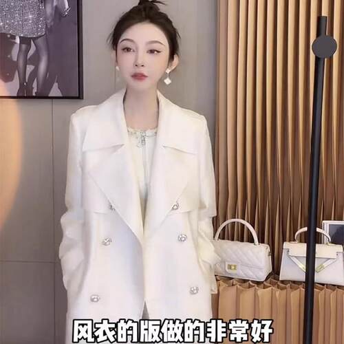 2025春秋季新品中长款乳白色风衣