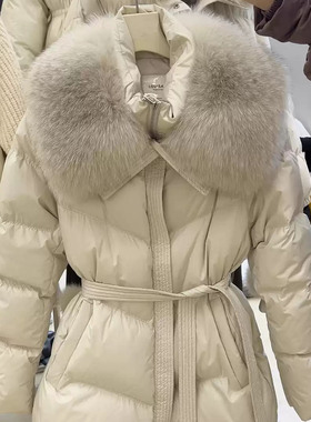 大毛领白鸭绒羽绒服女轻薄冬季2025年新款巨好看的小个子加厚短款