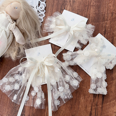 新款甜美米色系超仙花片蕾丝蝴蝶