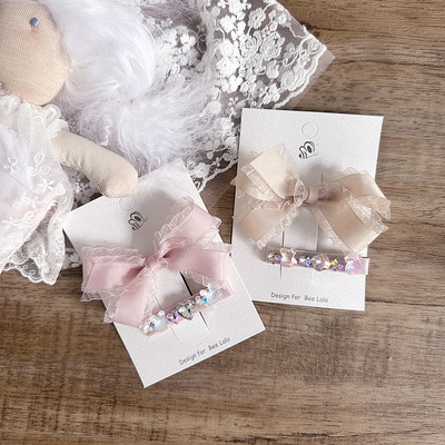 新款甜美木耳边公主风镶钻发夹