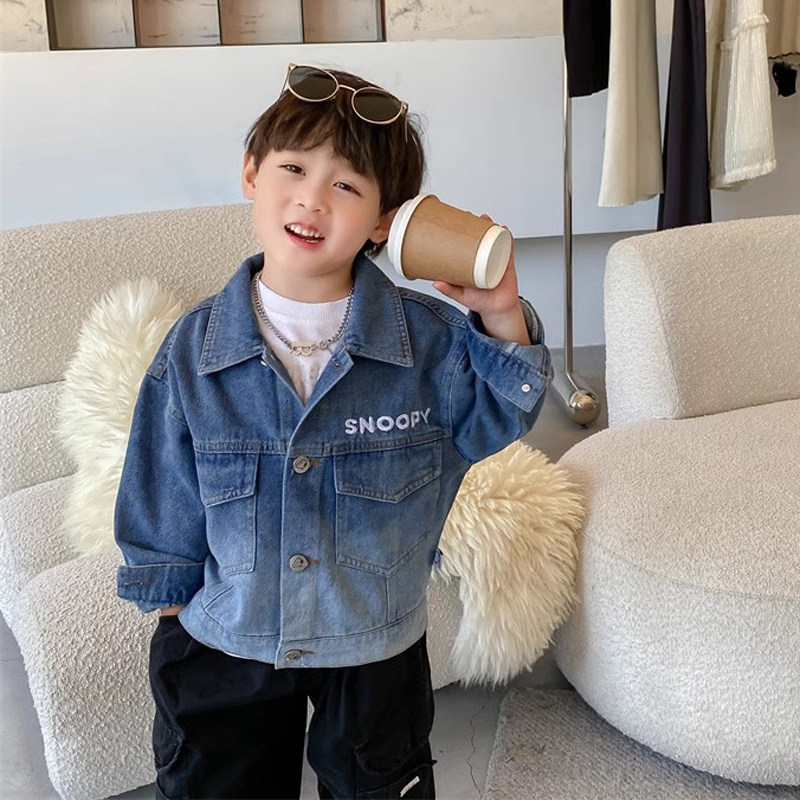 史努比儿童男女童牛仔外套2024春秋装新款中小童夹克宝宝洋气上衣