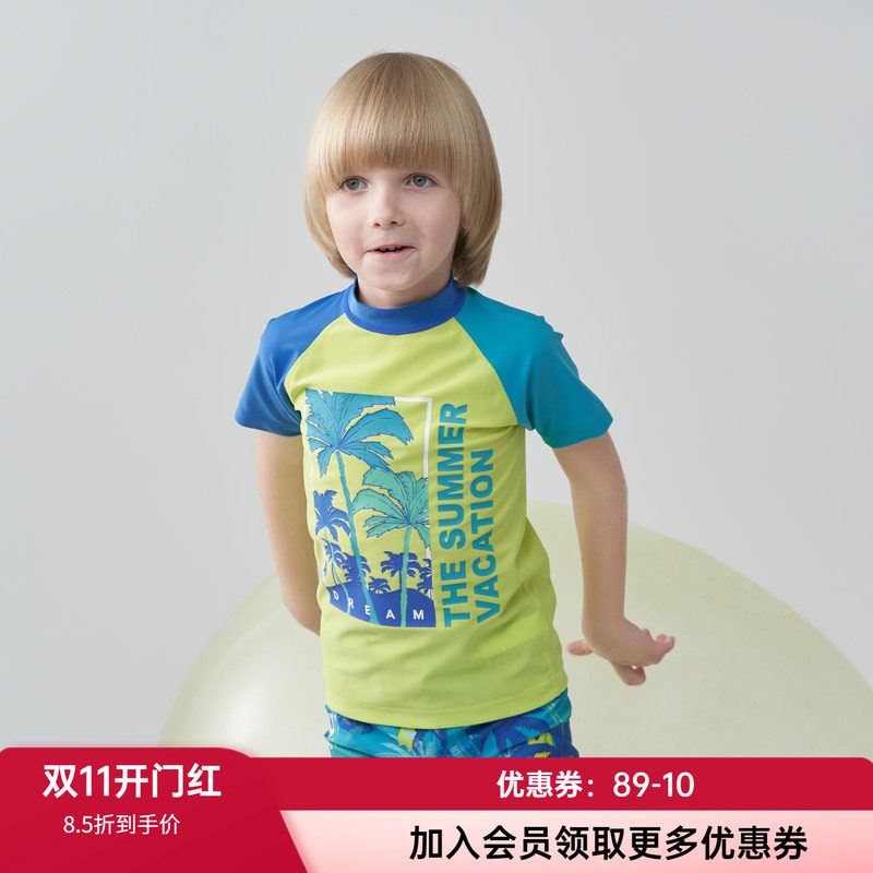短袖儿童泳衣AIMERKids拉链立领