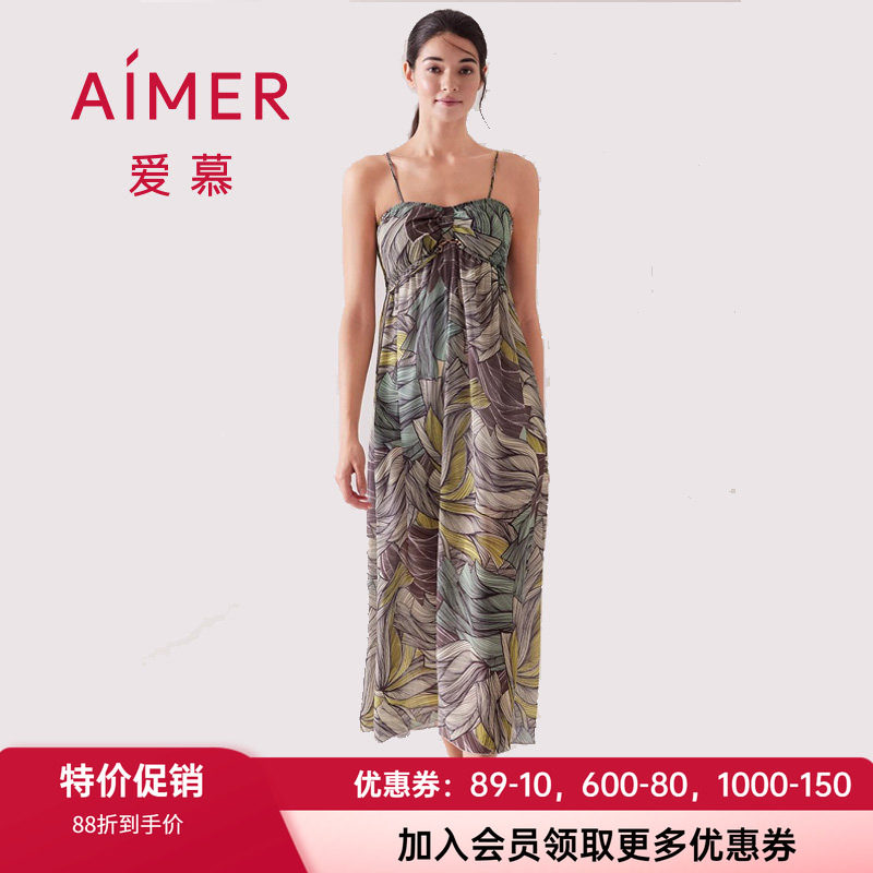 爱慕女士夏季薄款抹胸印花沙滩裙