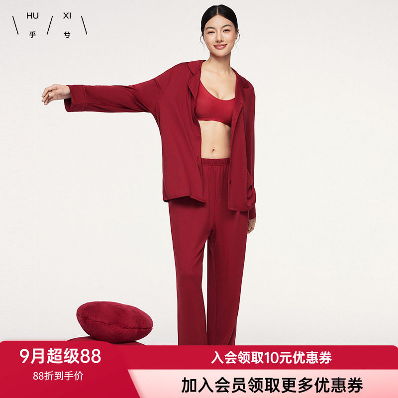 翻领牛奶丝家居服套装乎兮情侣