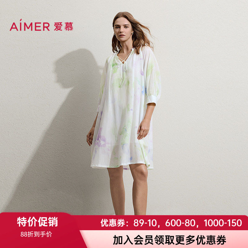 爱慕女士棉加桑蚕丝凉感宽松睡裙