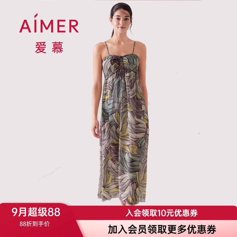 爱慕女士夏季薄款抹胸印花沙滩裙