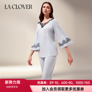 25年新款 兰卡文 CLOVER LC46YB1 秘语玫瑰套头分体家居睡衣套装