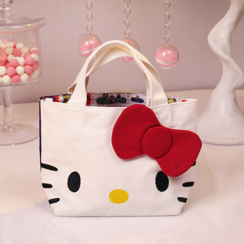 HelloKitty帆布包女单肩手提包学生韩版休闲简约日系慵懒风帆布包_虎窝淘