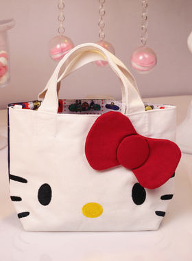 HelloKitty帆布包女单肩手提包学生韩版休闲简约日系慵懒风帆布包