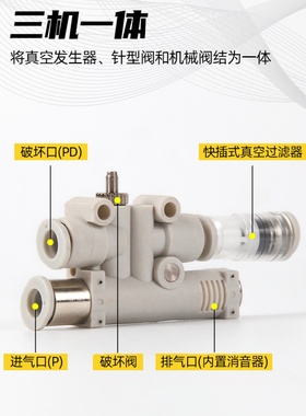 欧喜恩带破坏真空发生器C-BDFK-4-7 C-BDFK-6-12.5消音器抽真空