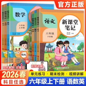 2026新版天才豆新课堂笔记六年级上下册语文数学英语课本同步人教北师苏教青岛外研译林版教材预习小学3年级黄冈学霸随堂课堂笔记