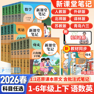 2026新版天才豆新课堂笔记一二三四五六年级上下册语文数学英语课本同步人教版教材预复习小学1-6年级黄冈学霸随堂笔记课本提前学
