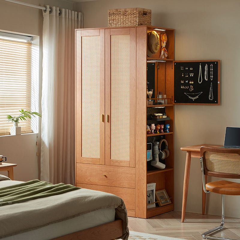 林氏家居藤编衣柜成品卧室家用简易衣橱家具原木风林氏木业小户型