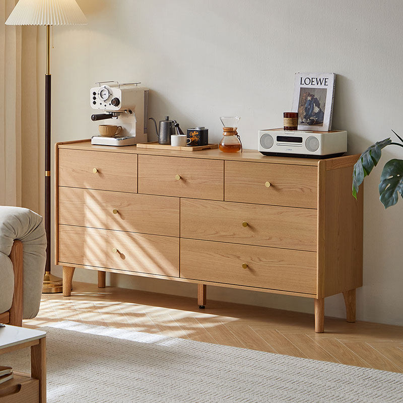 林氏家居抽屉九斗柜客厅餐边柜靠墙收纳柜子实木脚卧室床尾储物柜