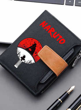 火影忍者动漫短钱包卡卡西搭扣帆布卡包中学生二次元男女零钱包