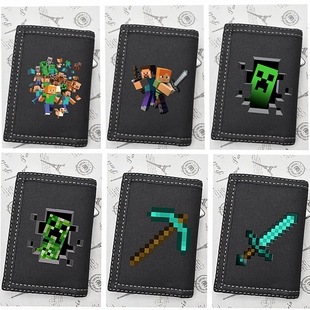 新款我的世界卡通周边短钱包青少年学生男多卡位钱夹卡包儿童钱包
