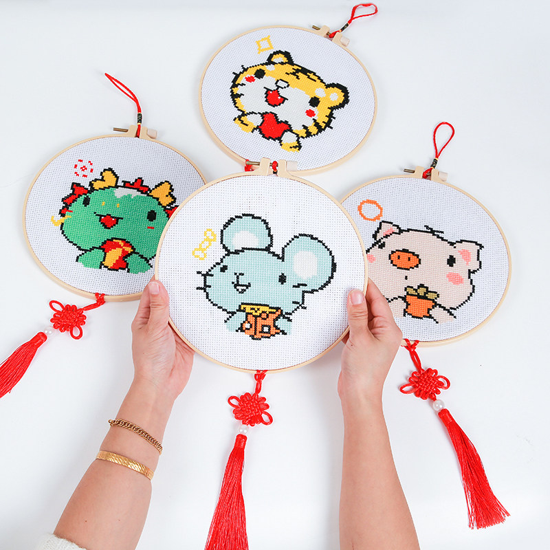 十二生肖十字绣2021新款小件初学简单绣挂件学生儿童手工自绣礼物,居家布艺,十字绣套件,淘宝优惠券,粉丝福利购,淘宝优惠卷