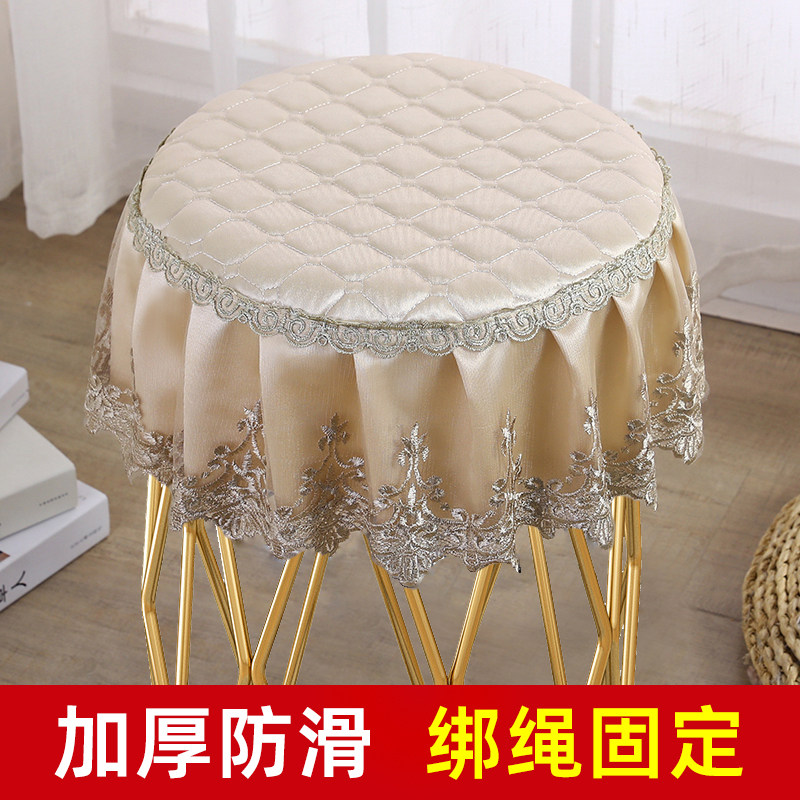 六边形凳子套八角椅套凳子套罩圆形垫子轻奢家用小圆凳坐垫带绑绳