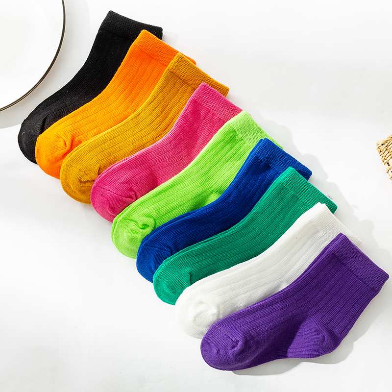 纯棉袜子中筒袜春秋冬季儿童黑白