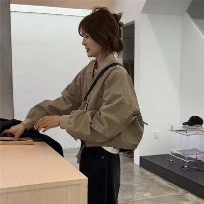 WHISPER*25AW小众潮牌联名休闲时尚百搭立领棒球服短外套女