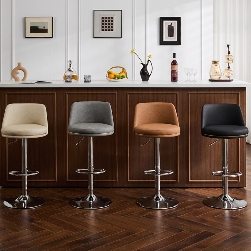 2025新款时尚现代前台吧台椅高脚凳升降靠背家用餐厅酒吧旋转椅子