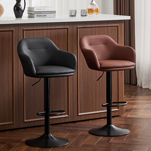 吧台椅升降旋转简约轻奢家用高脚凳靠背可升降酒吧椅收银前台椅子