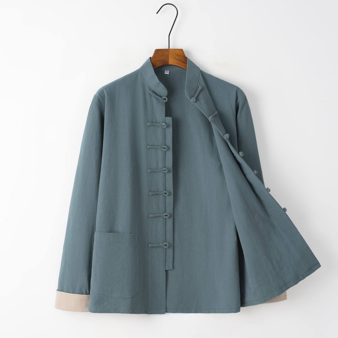 中国风唐装男棉麻长袖外套休闲复古汉服中山装春秋款盘扣居士茶服,男装,唐装,淘宝优惠券,粉丝福利购,淘宝优惠卷