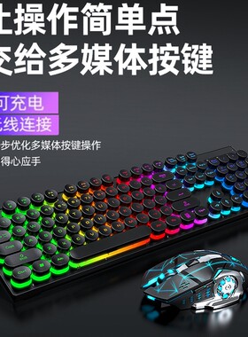 TE可充电无线键盘鼠标USB笔记本电脑台式多媒体无限游戏键鼠套装