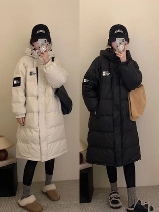 妍姐北面羽绒服长款申敏儿同款冬季男女新款防水鹅绒过膝连帽外套