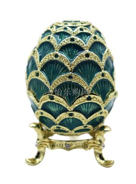 俄罗斯复活节彩蛋锡金属工艺品绿色迷你小彩蛋摆件家居饰品柜摆设