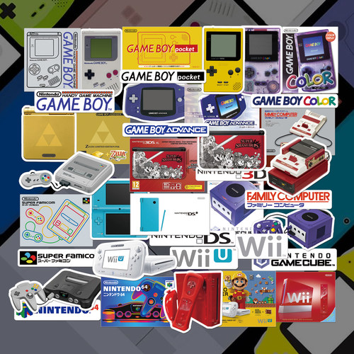 fc游戏机怀旧掌机3ds笔记本gameboy电脑ipad冰箱行李箱装饰贴纸画