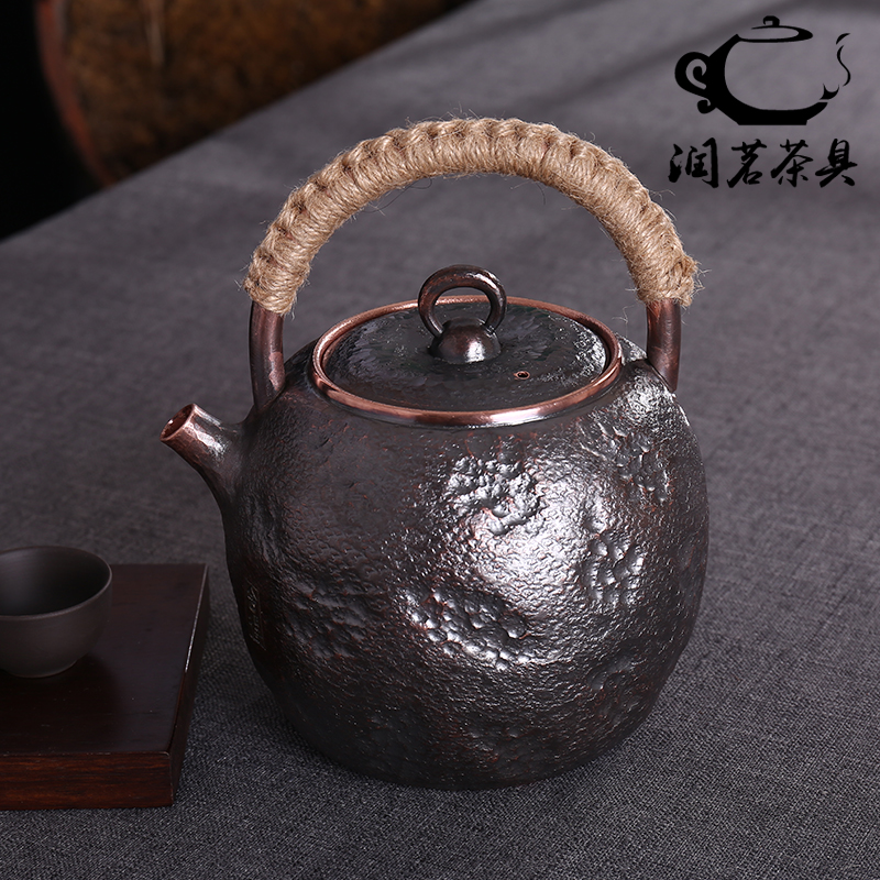 御音茶坊纯手工紫铜一片造铜壶