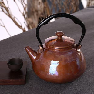 长嘴炮口壶一体纯铜烧水壶一片造纯手工紫铜茶壶加厚无涂层复古款