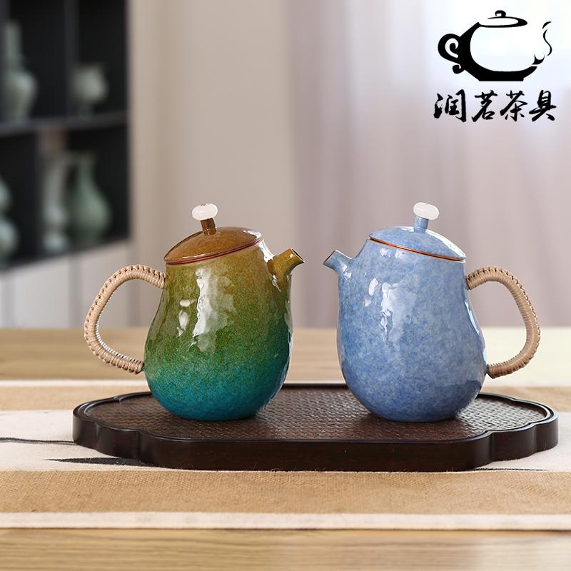 高温烤色小号泡茶壶纯铜带过滤网