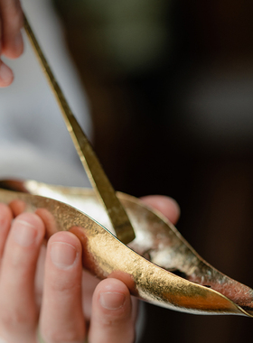 博友制钛纯钛茶则带茶拨全钛茶匙荷叶款莲瓣茶勺分茶醒茶器套组