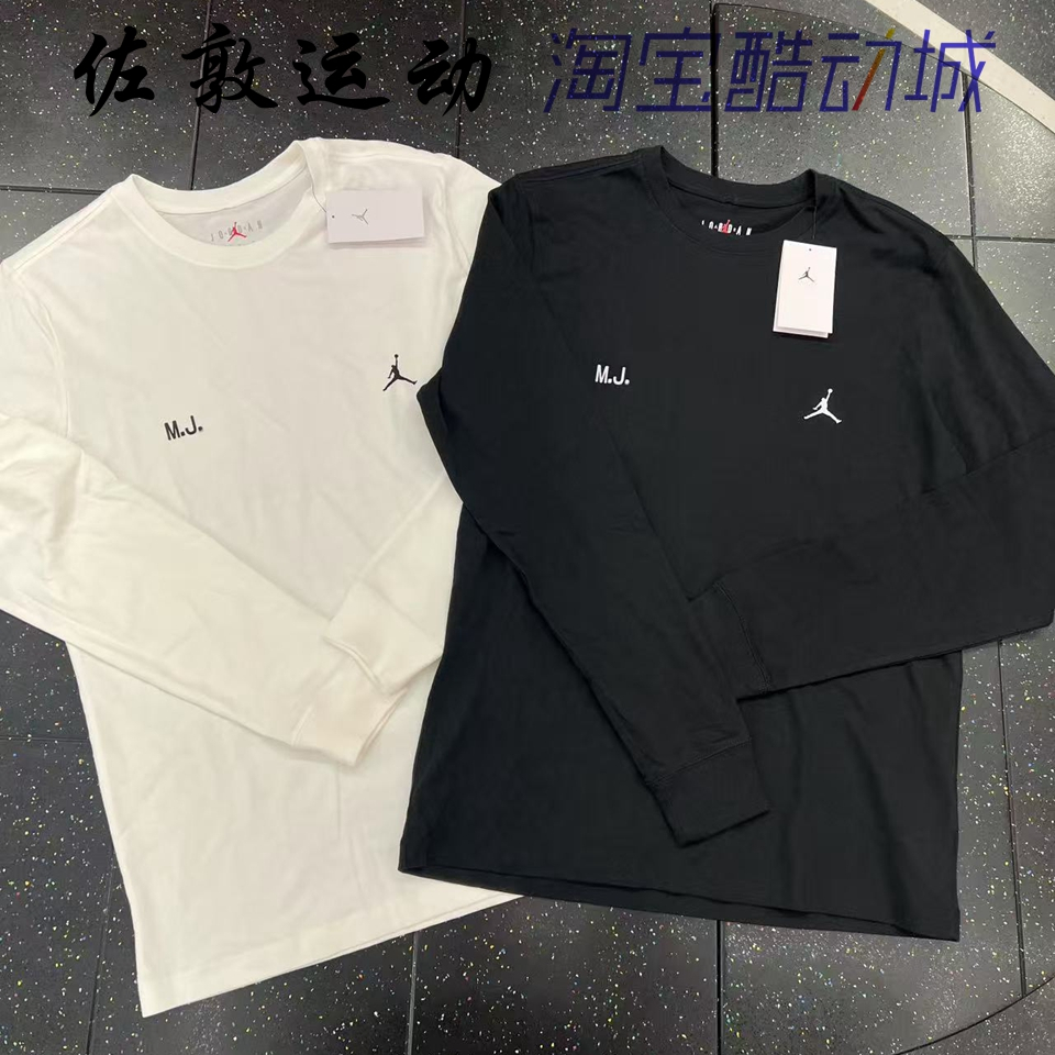 JORDAN男子黑色棉质长袖T恤