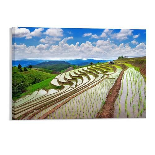 梯田丘陵山坡治愈美景自然房间卧室客厅背景墙帆布无框画装饰挂画